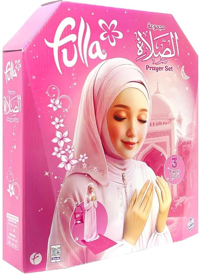 Fulla Prayer Set for Girls- 3pc Set with Dress, Bag & Prayer Mat, Pink Travel-Friendly Design for Daily Use, Easy to Clean, Portable Islamic Gift for Kids, Stylish Prayer Essentials Kit- Medium - Image 1